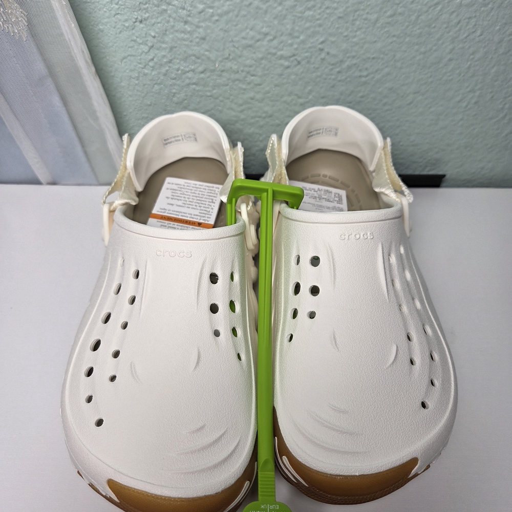 CROCS White and Tan Sandals